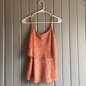 Red and cream floral tank